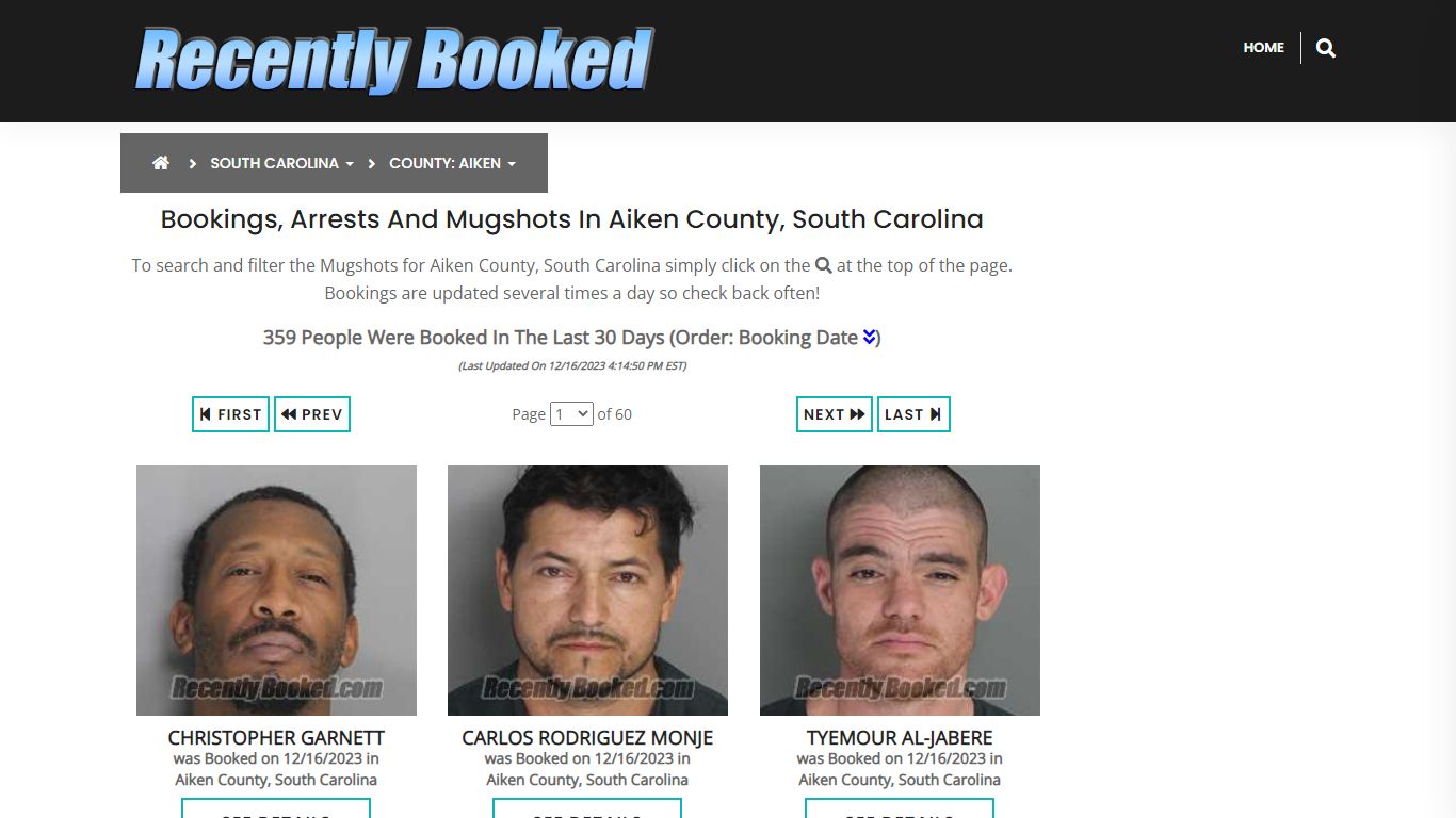 Bookings, Arrests and Mugshots in Aiken County, South Carolina